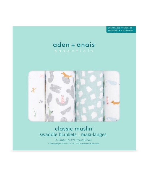 aden + anais essentials（エイデンアンドアネイエッセンシャルズ）の「スワドル 4枚入り（おくるみ・キッズ・ネイビー・FREE）」の7枚目の写真