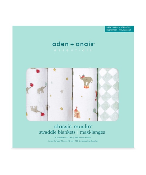 aden + anais essentials（エイデンアンドアネイエッセンシャルズ）の「スワドル 4枚入り（おくるみ・キッズ・ネイビー・FREE）」の11枚目の写真