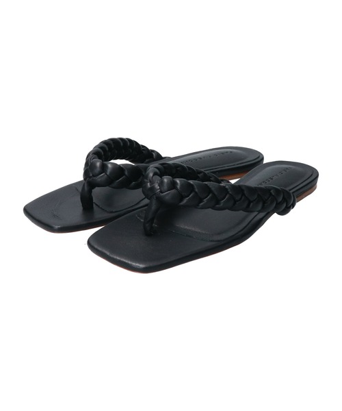 FABIO RUSCONI（ファビオルスコーニ）の「【FABIO RUSCONI】スクエアトウウーブンレザートングサンダル(F22200)（サンダル・レディース・ブラック/ライトベージュ/グリーン/オレンジ・36/38/37/35）」の5枚目の写真