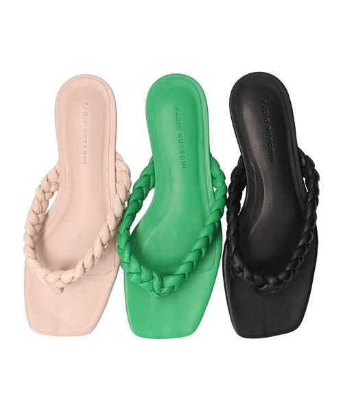 FABIO RUSCONI（ファビオルスコーニ）の「【FABIO RUSCONI】スクエアトウウーブンレザートングサンダル(F22200)（サンダル・レディース・ブラック/ライトベージュ/グリーン/オレンジ・36/38/37/35）」の12枚目の写真