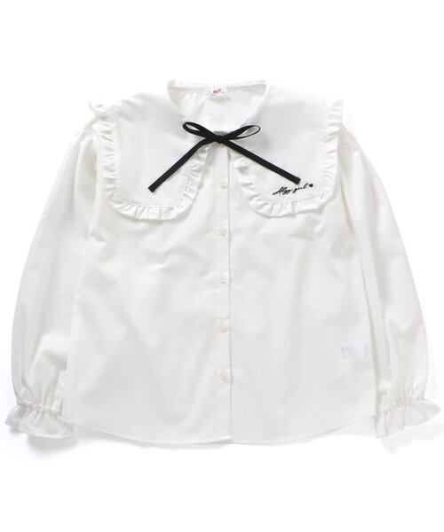 algy(アルジー)の「りぼん付きスクエア衿ブラウス(シャツ/ブラウス・キッズ・ブラック/ベージュ/オフホワイト・SMALL/MEDIUM/X-SMALL/XX-SMALL)」の2枚目の写真