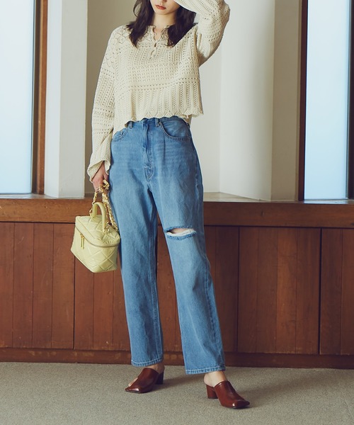 N.(N. Natural Beauty Basic)(エヌエヌナチュラルビューティーベーシック)の「【S Size Line】◆ライトカラースリムテーパードデニム(デニムパンツ・レディース・ライトブルー/パープル/オレンジ・SMALL/MEDIUM)」の2枚目の写真