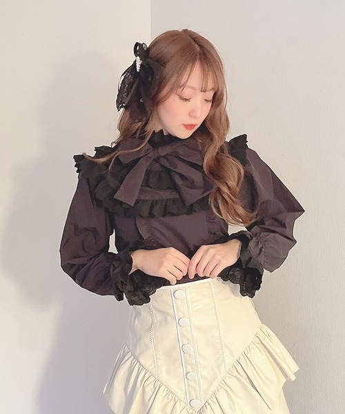 Swankiss(スワンキス)の「SX bigribbon cotton B/L(シャツ/ブラウス・レディース・ベージュ/ホワイト/ブラック・FREE)」の3枚目の写真