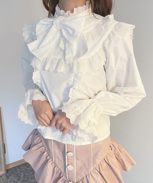 Swankiss(スワンキス)の「SX bigribbon cotton B/L(シャツ/ブラウス・レディース・ベージュ/ホワイト/ブラック・FREE)」の7枚目の写真