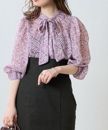 natural couture | 2WAY着用可/着回し抜群。小花柄ジャガードパイピングブラウス(シャツ/ブラウス)