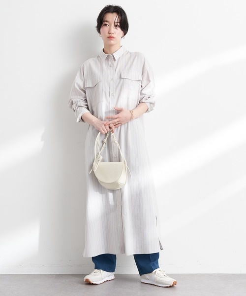 earth music&ecology（アースミュージックアンドエコロジー）の「ワークシャツワンピース（シャツワンピース・レディース・ホワイト系その他6/ベージュ系その他2/グリーン系その他3/ブルー系その他2・FREE）」の2枚目の写真