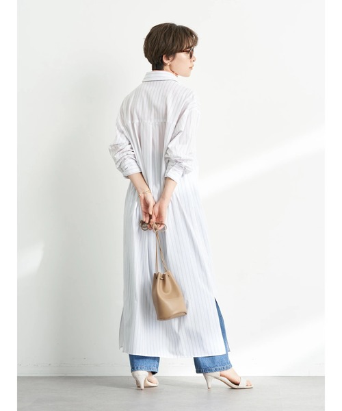 earth music&ecology（アースミュージックアンドエコロジー）の「ワークシャツワンピース（シャツワンピース・レディース・ホワイト系その他6/ベージュ系その他2/グリーン系その他3/ブルー系その他2・FREE）」の5枚目の写真