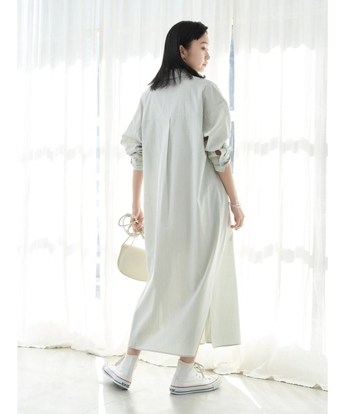 earth music&ecology（アースミュージックアンドエコロジー）の「ワークシャツワンピース（シャツワンピース・レディース・ホワイト系その他6/ベージュ系その他2/グリーン系その他3/ブルー系その他2・FREE）」の6枚目の写真