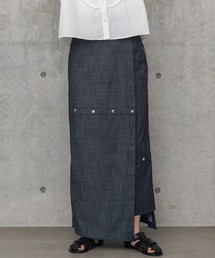 【LA PEAU DE GEM】ドットボタンラップスカート