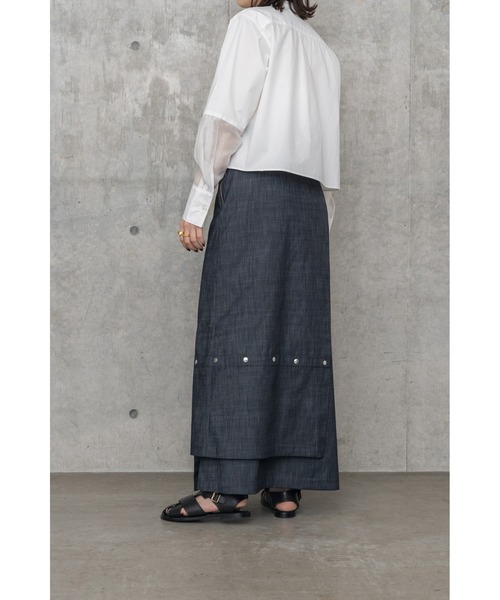 LA PEAU DE GEM（ラポドゥジェム）の「【LA PEAU DE GEM】ドットボタンラップスカート（スカート・レディース・ブルー/ベージュ・SMALL/MEDIUM）」の6枚目の写真