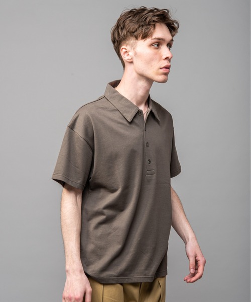 MR.OLIVE(ミスターオリーブ)の「コンパクト ミラノリブ / フレンチ ポロシャツ(ポロシャツ・メンズ・カーキ/ブラック/ベージュ・SMALL/LARGE/MEDIUM)」の10枚目の写真