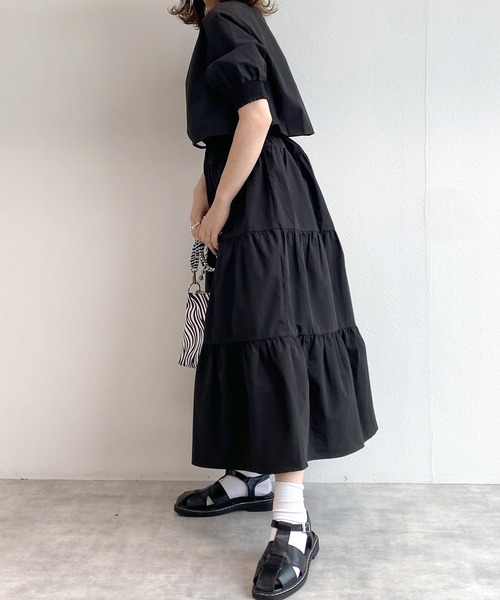 w closet（ダブルクローゼット）の「半袖ティアードワンピース（ワンピース・レディース・ホワイト/スミクロ/ブラック/ホワイト系その他3/ブラック系その他3/ホワイト系その他4/ブラック系その他4・FREE）」の10枚目の写真