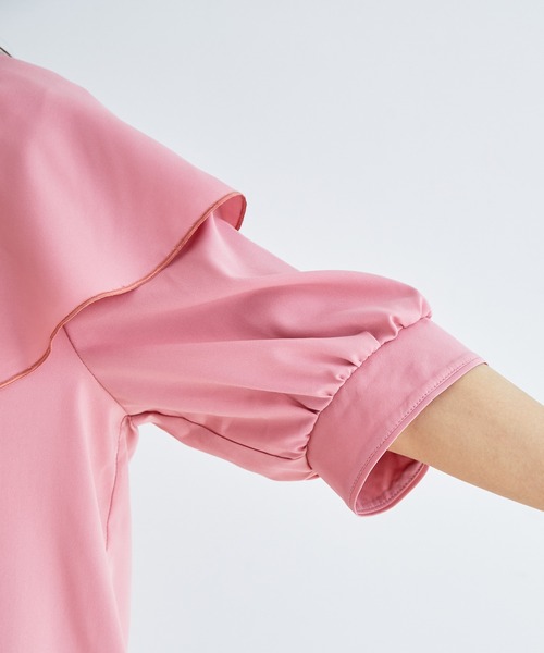 vis-`a-vis(ビサビ)の「【WEB限定】無地/変形ドットパール釦フリルブラウス(シャツ/ブラウス・レディース・ホワイト/カーキ/ブラック系その他/ピンク系その他2・FREE)」の9枚目の写真