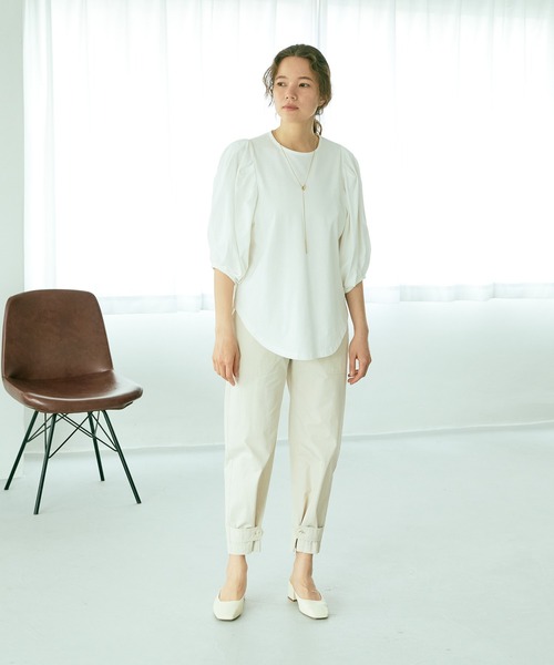 PUAL CE CIN(ピュアルセシン)の「タック袖ボリュームプルオーバー(Tシャツ/カットソー・レディース・ブラック/オフホワイト/ライトベージュ・FREE)」の16枚目の写真