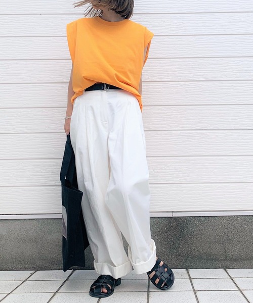 Q（キュー）の「オーガニックコットン天竺カットソー（Tシャツ/カットソー・レディース・ブラック/オレンジ/グリーン・MEDIUM）」の9枚目の写真