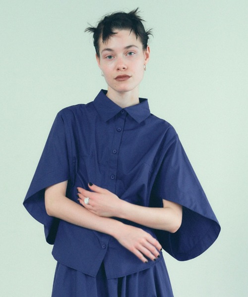 manana suerte（マニャーナスエルテ）の「新色登場　デザインスリーブシャツ（シャツ/ブラウス・レディース・ブラック/カーキ/ストライプ/ドット/ネイビー/ベージュ/ホワイト/グレー・FREE）」の6枚目の写真