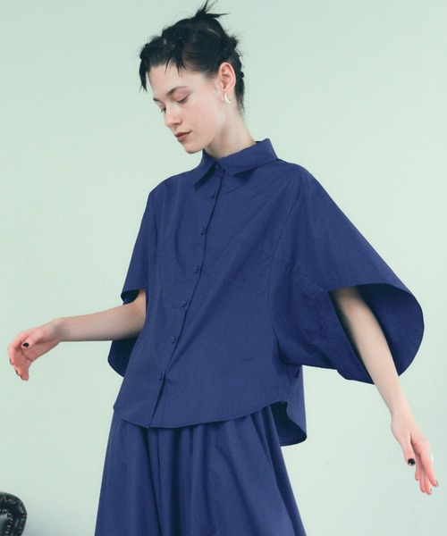 manana suerte（マニャーナスエルテ）の「新色登場　デザインスリーブシャツ（シャツ/ブラウス・レディース・ブラック/カーキ/ストライプ/ドット/ネイビー/ベージュ/ホワイト/グレー・FREE）」の12枚目の写真