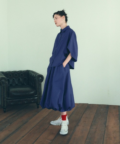 manana suerte（マニャーナスエルテ）の「新色登場　デザインスリーブシャツ（シャツ/ブラウス・レディース・ブラック/カーキ/ストライプ/ドット/ネイビー/ベージュ/ホワイト/グレー・FREE）」の16枚目の写真