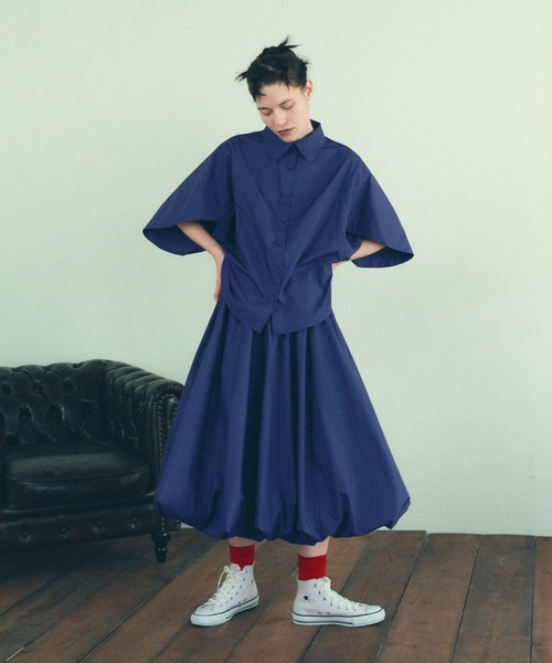 manana suerte（マニャーナスエルテ）の「新色登場　デザインスリーブシャツ（シャツ/ブラウス・レディース・ブラック/カーキ/ストライプ/ドット/ネイビー/ベージュ/ホワイト/グレー・FREE）」の17枚目の写真