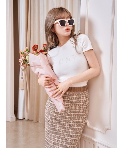 Darich（ダーリッチ）の「LUNEパールTシャツ（Tシャツ/カットソー・レディース・ホワイト/ピンク/ブラック・FREE）」の4枚目の写真