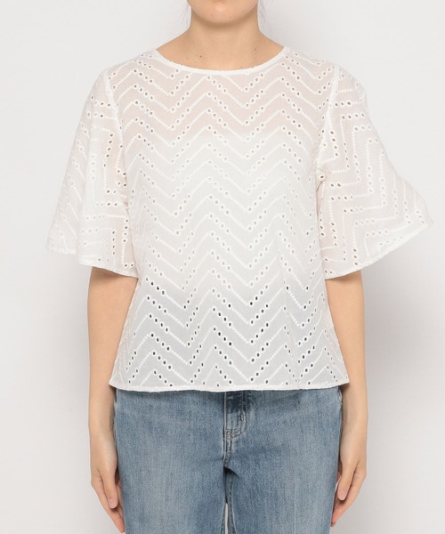 GLOBAL WORK(グローバルワーク)の「レース2WAYブラウス半袖ブラウス/MATINEE LINE/275992(シャツ/ブラウス・レディース・ブラック/ホワイト系その他2・LARGE/MEDIUM)」の4枚目の写真