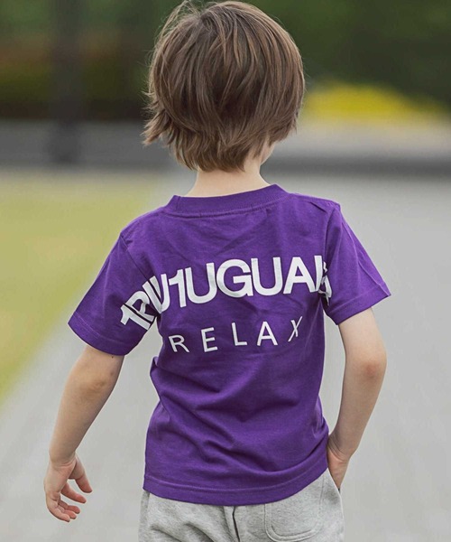 1piu1uguale3 RELAX（ウノピュウノウグァーレトレリラックス）の「1PIU1UGUALE3 RELAX(1PIU1UGUALE3 RELAX) キッズバックロゴプリントT（Tシャツ/カットソー・キッズ・ホワイト/ブラック/ネイビー/チャコールグレー/ライトピンク/ライトブルー/グリーン/パープル・110/150/140/130/120）」の7枚目の写真