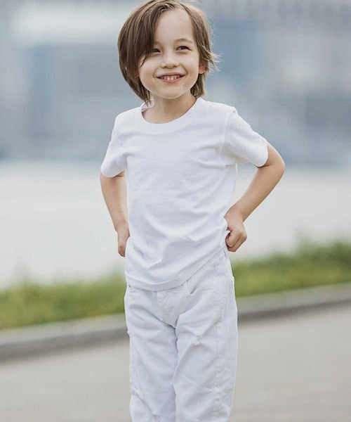 1piu1uguale3 RELAX（ウノピュウノウグァーレトレリラックス）の「1PIU1UGUALE3 RELAX(1PIU1UGUALE3 RELAX) キッズバックロゴプリントT（Tシャツ/カットソー・キッズ・ホワイト/ブラック/ネイビー/チャコールグレー/ライトピンク/ライトブルー/グリーン/パープル・110/150/140/130/120）」の15枚目の写真