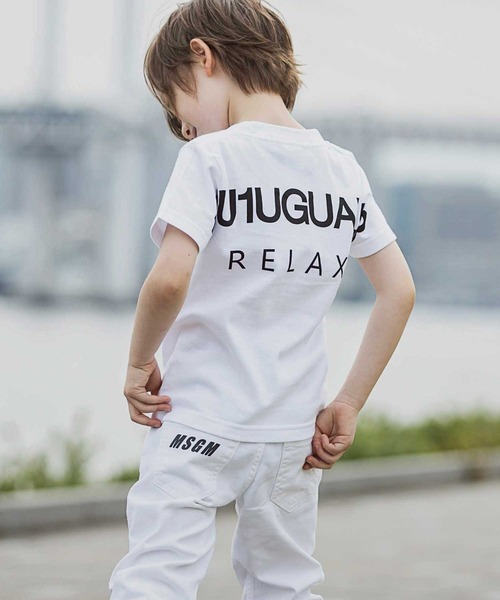 1piu1uguale3 RELAX（ウノピュウノウグァーレトレリラックス）の「1PIU1UGUALE3 RELAX(1PIU1UGUALE3 RELAX) キッズバックロゴプリントT（Tシャツ/カットソー・キッズ・ホワイト/ブラック/ネイビー/チャコールグレー/ライトピンク/ライトブルー/グリーン/パープル・110/150/140/130/120）」の9枚目の写真