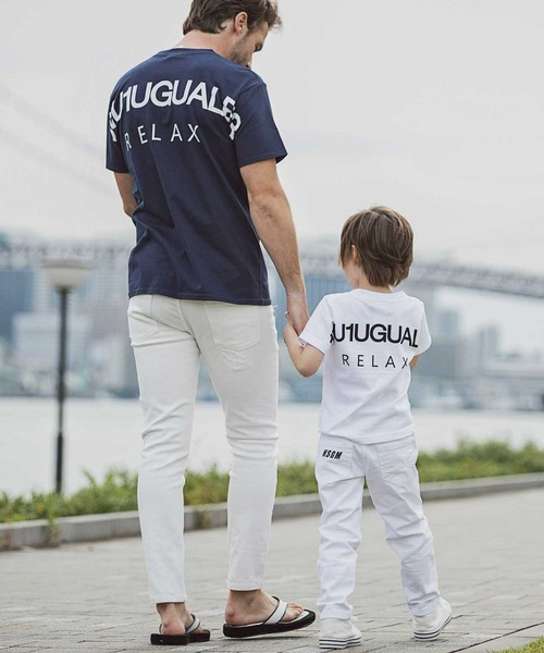 1piu1uguale3 RELAX（ウノピュウノウグァーレトレリラックス）の「1PIU1UGUALE3 RELAX(1PIU1UGUALE3 RELAX) キッズバックロゴプリントT（Tシャツ/カットソー・キッズ・ホワイト/ブラック/ネイビー/チャコールグレー/ライトピンク/ライトブルー/グリーン/パープル・110/150/140/130/120）」の10枚目の写真