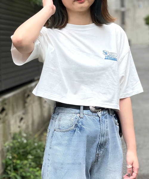 Piko（ピコ）の「PIKO/ピコ グラデーションプリント ブランドロゴ ショート丈 半袖 Tシャツ（Tシャツ/カットソー・レディース・ホワイト/ブラック・FREE）」の6枚目の写真