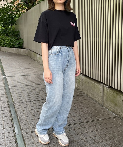 Piko（ピコ）の「PIKO/ピコ グラデーションプリント ブランドロゴ ショート丈 半袖 Tシャツ（Tシャツ/カットソー・レディース・ホワイト/ブラック・FREE）」の7枚目の写真