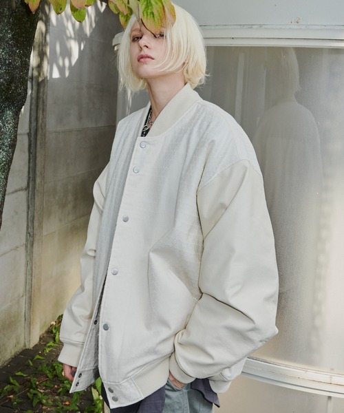 AIVER(アイバー)の「AIVER 和柄刺子スタジャン Fabric by 西村庄治商店(スタジャン・メンズ・ブラック/ナチュラル・SMALL/MEDIUM/LARGE)」の2枚目の写真