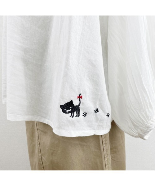 Rydia(リディア)の「コビニャーギャザーブラウス(シャツ/ブラウス・レディース・オフホワイト/サックスブルー/スミクロ・M)」の6枚目の写真