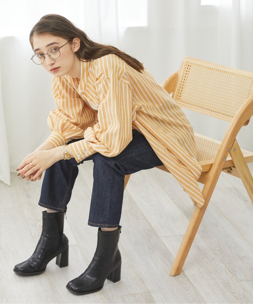 ANGIE（アンジー）の「ワイドスクエアトゥショートブーツ（ブーツ・レディース・ブラック/ベージュ/アイボリー・MEDIUM/LARGE/X-LARGE）」の7枚目の写真