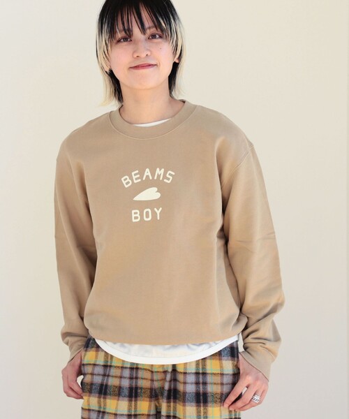 BEAMS BOY（ビームスボーイ）の「【WEB限定】BEAMS BOY / HEART ロゴ クルー スウェット（スウェット・レディース・ホワイト×グリーン/ブラック×ホワイト/ピンク/グリーン/ホワイト×ブラック/ナチュラル/グレー×ピンク/ホワイト系その他/グレー系その他/サンドベージュ・1/2/0）」の8枚目の写真