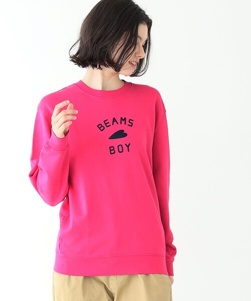 BEAMS BOY（ビームスボーイ）の「【WEB限定】BEAMS BOY / HEART ロゴ クルー スウェット（スウェット・レディース・ホワイト×グリーン/ブラック×ホワイト/ピンク/グリーン/ホワイト×ブラック/ナチュラル/グレー×ピンク/ホワイト系その他/グレー系その他/サンドベージュ・1/2/0）」の15枚目の写真