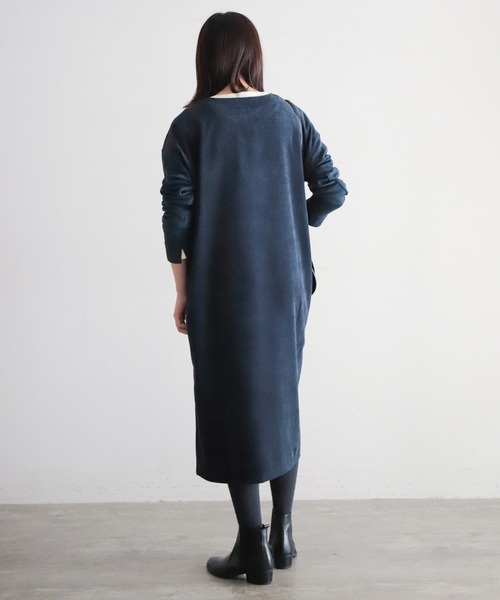 NOMBRE IMPAIR(ノンブルアンペール)の「リッジスウェード コンビワンピース(ワンピース・レディース・ブラック/ネイビー・FREE)」の5枚目の写真
