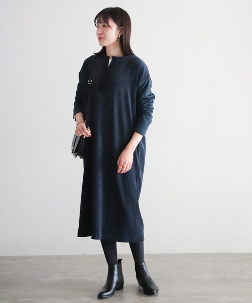 NOMBRE IMPAIR(ノンブルアンペール)の「リッジスウェード コンビワンピース(ワンピース・レディース・ブラック/ネイビー・FREE)」の3枚目の写真