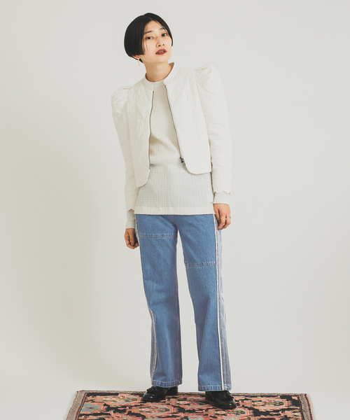 JOURNAL STANDARD（ジャーナルスタンダード）の「【nude vintage×JOURNAL STANDARD】キルティングパフジャケット（ノーカラージャケット・レディース・ホワイト/ブラック・FREE）」の22枚目の写真