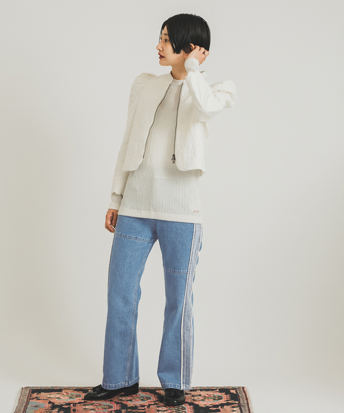 JOURNAL STANDARD（ジャーナルスタンダード）の「【nude vintage×JOURNAL STANDARD】キルティングパフジャケット（ノーカラージャケット・レディース・ホワイト/ブラック・FREE）」の8枚目の写真