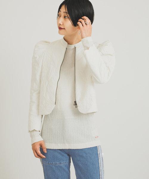 JOURNAL STANDARD（ジャーナルスタンダード）の「【nude vintage×JOURNAL STANDARD】キルティングパフジャケット（ノーカラージャケット・レディース・ホワイト/ブラック・FREE）」の6枚目の写真