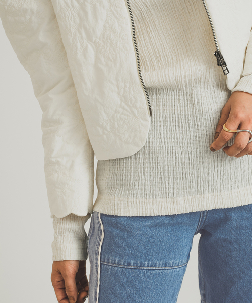 JOURNAL STANDARD（ジャーナルスタンダード）の「【nude vintage×JOURNAL STANDARD】キルティングパフジャケット（ノーカラージャケット・レディース・ホワイト/ブラック・FREE）」の16枚目の写真