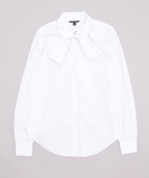 BROOKS BROTHERS（ブルックスブラザーズ）の「ストレッチコットン ソリッド ボウカラー ビショップスリーブブラウス（シャツ/ブラウス・レディース・ホワイト・2/4/0）」の3枚目の写真