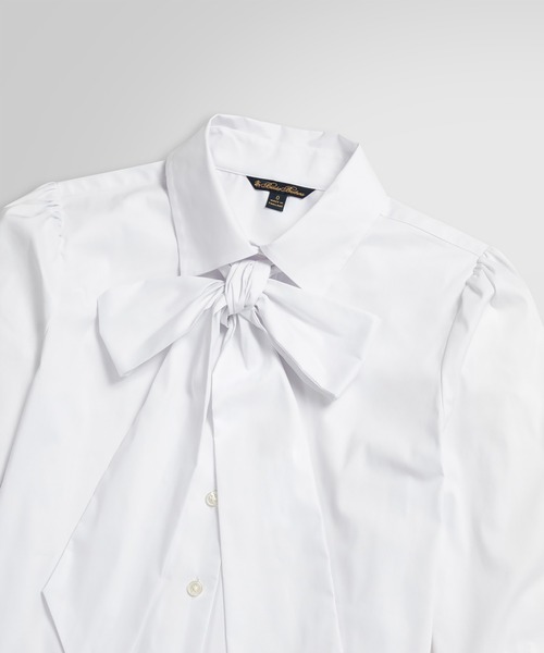 BROOKS BROTHERS（ブルックスブラザーズ）の「ストレッチコットン ソリッド ボウカラー ビショップスリーブブラウス（シャツ/ブラウス・レディース・ホワイト・2/4/0）」の2枚目の写真