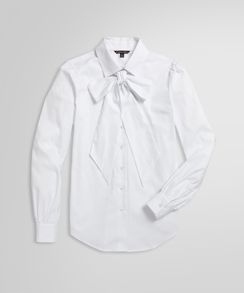 BROOKS BROTHERS（ブルックスブラザーズ）の「ストレッチコットン ソリッド ボウカラー ビショップスリーブブラウス（シャツ/ブラウス・レディース・ホワイト・2/4/0）」の12枚目の写真