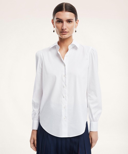 BROOKS BROTHERS（ブルックスブラザーズ）の「ストレッチコットン ソリッド ボウカラー ビショップスリーブブラウス（シャツ/ブラウス・レディース・ホワイト・2/4/0）」の14枚目の写真