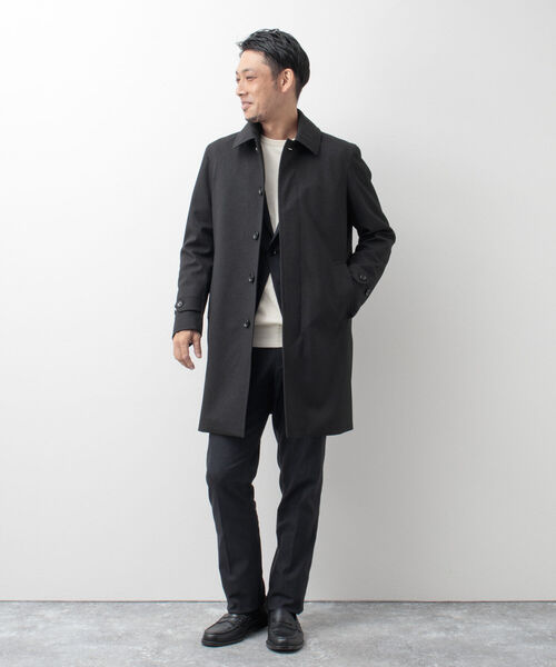 NOLLEY'S goodman（ノーリーズグッドマン）の「バーズアイ ライナーベスト付きステンカラーコート（ステンカラーコート・メンズ・チャコールグレー/ネイビー・S/M/L/XL）」の8枚目の写真