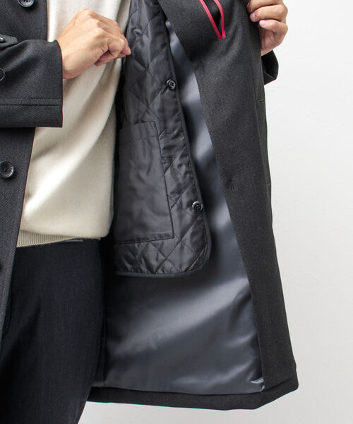NOLLEY'S goodman（ノーリーズグッドマン）の「バーズアイ ライナーベスト付きステンカラーコート（ステンカラーコート・メンズ・チャコールグレー/ネイビー・S/M/L/XL）」の7枚目の写真