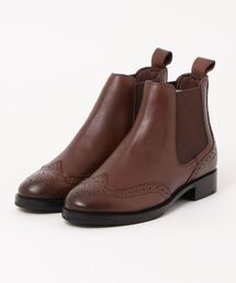 ALPHA CUBIC | 【撥水加工】リアルレザー サイドゴアウイングチップショートブーツ(ブーツ)