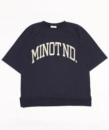 Samansa Mos2 blue | 6分袖ロゴスウェット(Tシャツ/カットソー)
